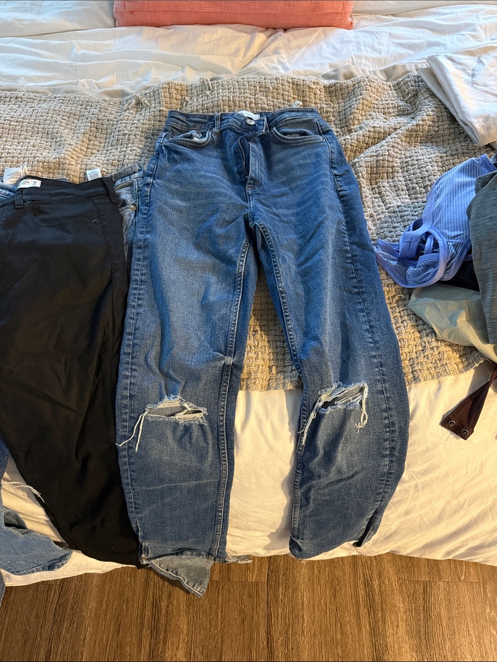 Zara Blue Ripped Skinny Jeans